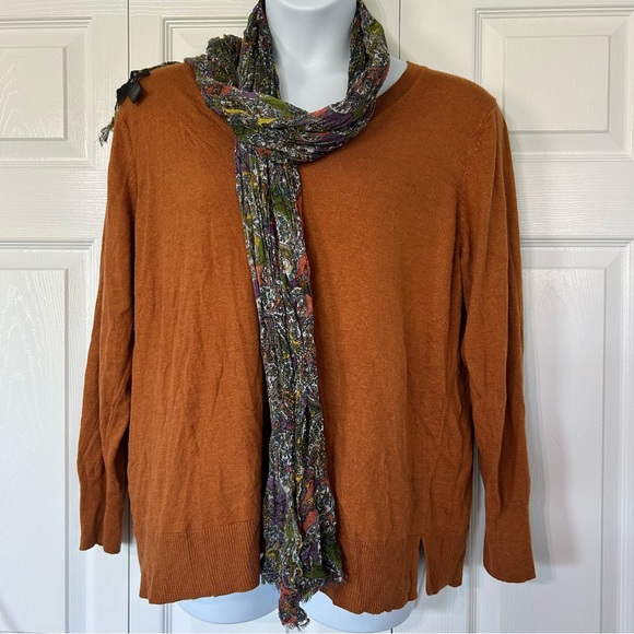 MNG by Mango Paisley Lightweight Scarf Sage, Yellow, White, Purple - Picture 3 of 11